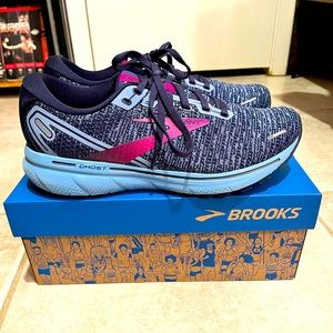 Brooks Ghost 14 Peacoat/Blissful Blue/Fuschia Running Shoe Women’s Size 8